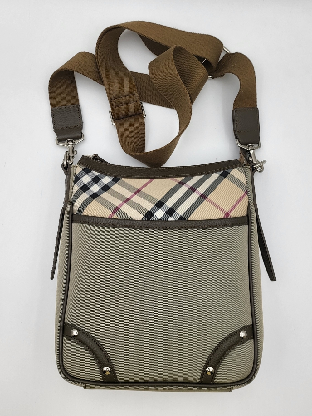 Burberry Nova Check Shoulder-Crossbody MM Bag Canvas Leather..Authentic..